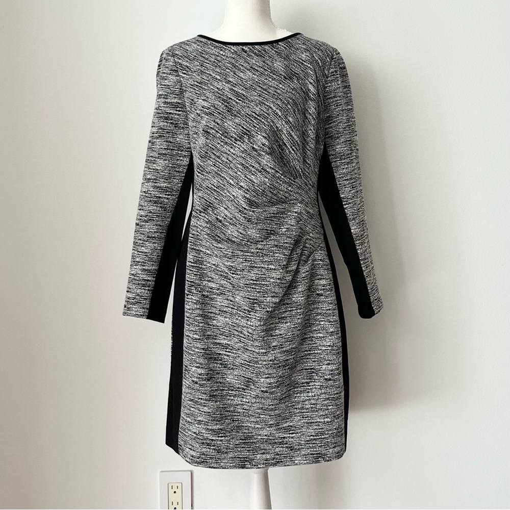 NWOT Lauren Ralph Lauren Sheath Dress Size 14P Black Ruching Elegant Bodycon